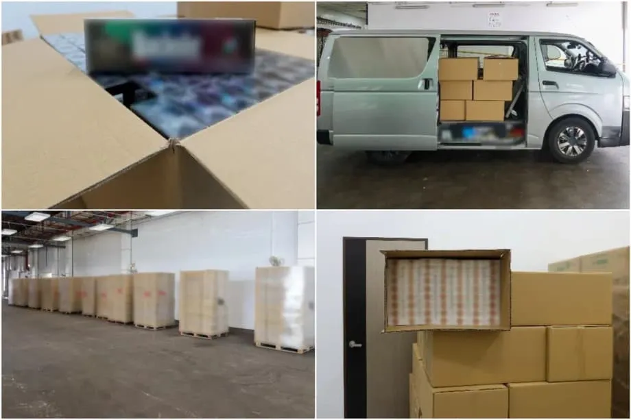 La plus importante saisie de cigarettes à l’intérieur du pays en 2025 à Singapour : 17 279 cartons saisis, quatre arrestations