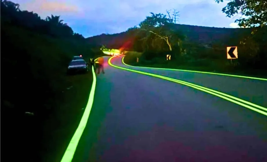 Malaysia Painted Roads That Glow in the Dark Instead of Using Lights ...