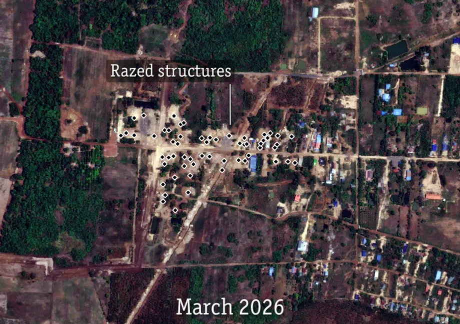 Des images satellite révèlent la destruction de centaines de maisons dans des villages cambodgiens frontaliers